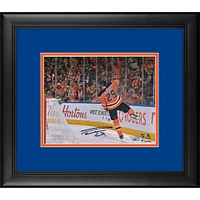 Leon Draisaitl Edmonton Oilers Framed Autographed 8" x 10" Orange Jersey Goal Celebration Photograph