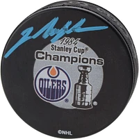 Mark Messier Edmonton Oilers Autographed 1984 Stanley Cup Champions Logo Hockey Puck