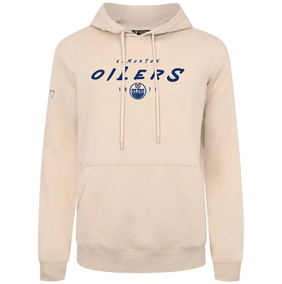 Sweat à capuche crème Levelwear pour homme, motif rayé sur le podium des Oilers d'Edmonton