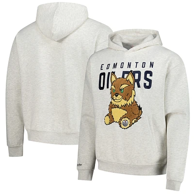 Men's Mitchell & Ness  Oatmeal Edmonton Oilers Plush Doll Pullover Hoodie