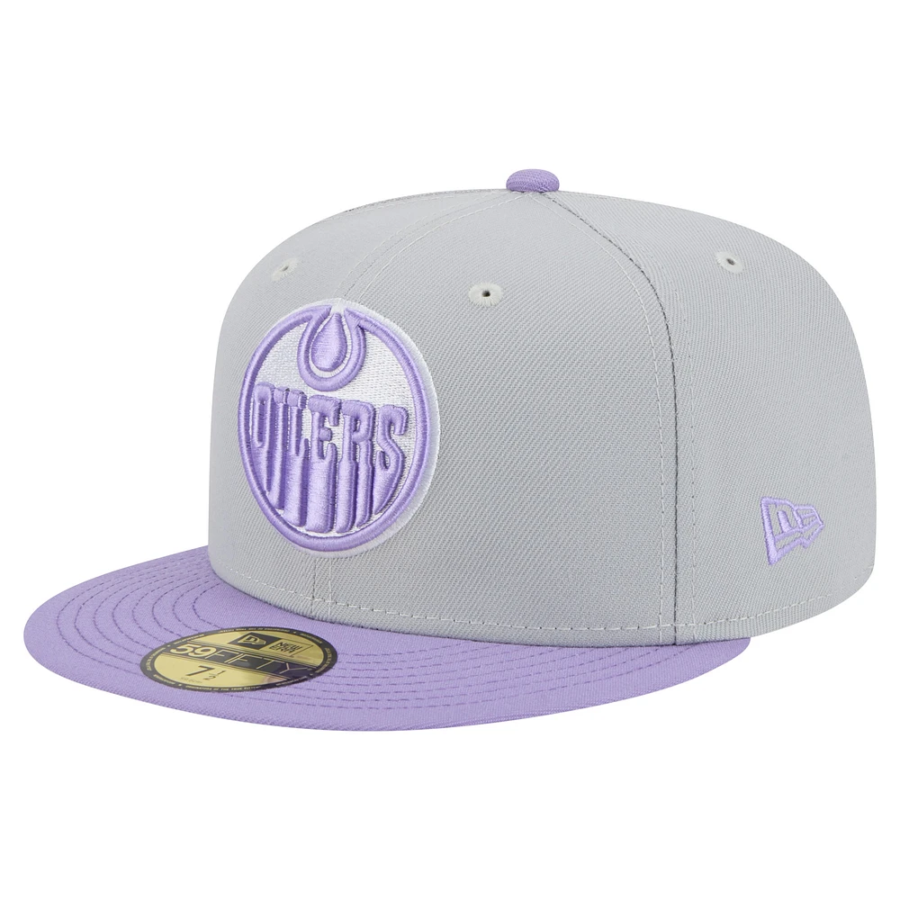 Men's New Era Gray/Light Edmonton Oilers Color Pack Two-Tone 59FIFTY Fitted Hat