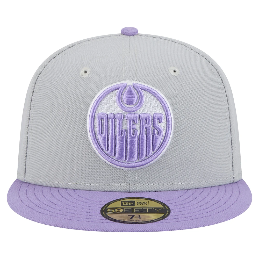Men's New Era Gray/Light Edmonton Oilers Color Pack Two-Tone 59FIFTY Fitted Hat