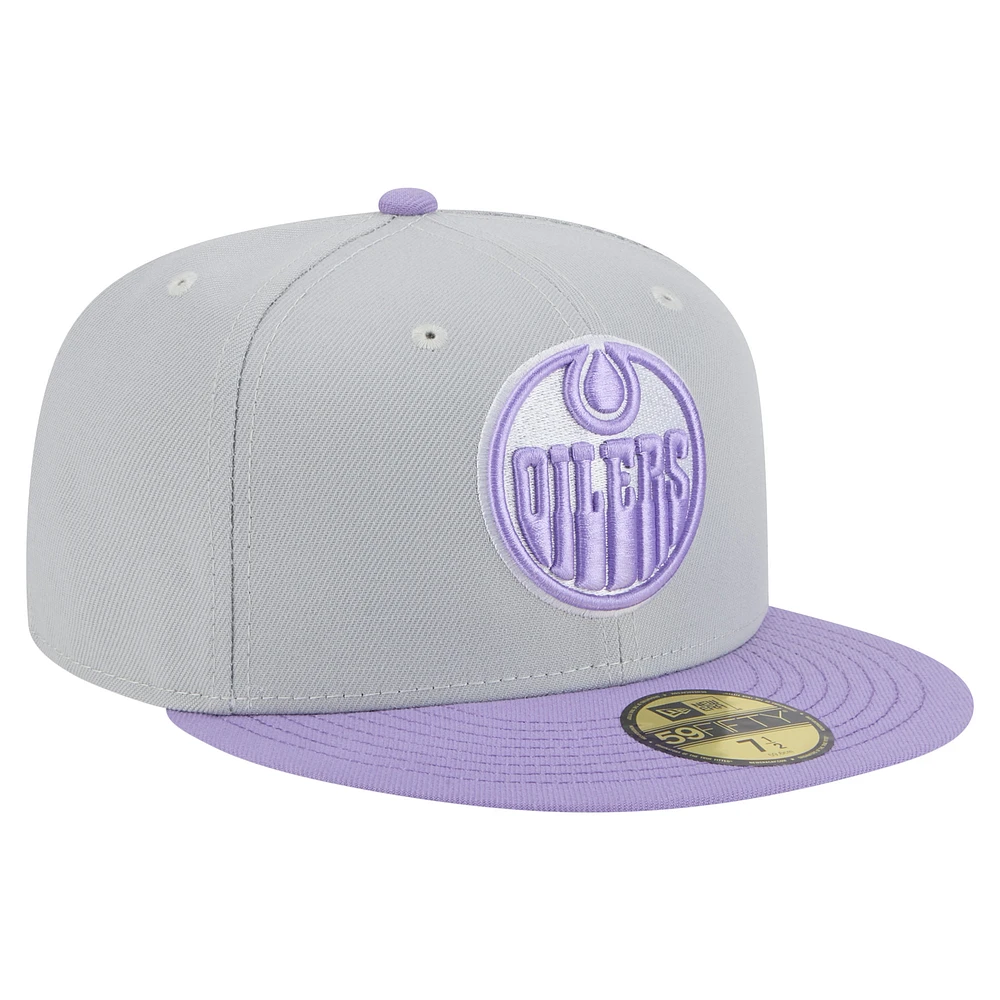 Men's New Era Gray/Light Edmonton Oilers Color Pack Two-Tone 59FIFTY Fitted Hat
