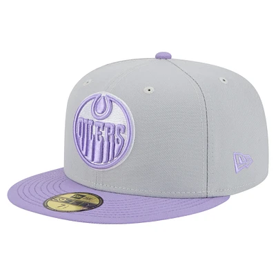 Men's New Era Gray/Light Edmonton Oilers Color Pack Two-Tone 59FIFTY Fitted Hat