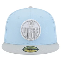 Men's New Era  Light Blue/Gray Edmonton Oilers Color Pack Two-Tone 59FIFTY Fitted Hat