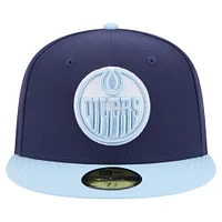 Men's New Era  Navy/Light Blue Edmonton Oilers Color Pack Two-Tone 59FIFTY Fitted Hat