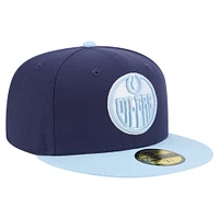 Men's New Era  Navy/Light Blue Edmonton Oilers Color Pack Two-Tone 59FIFTY Fitted Hat