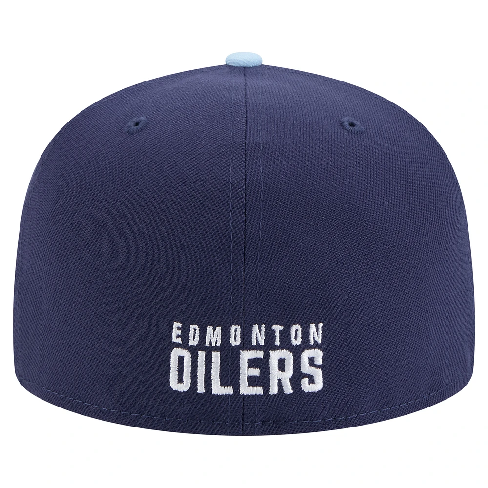 Men's New Era  Navy/Light Blue Edmonton Oilers Color Pack Two-Tone 59FIFTY Fitted Hat