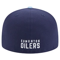 Men's New Era  Navy/Light Blue Edmonton Oilers Color Pack Two-Tone 59FIFTY Fitted Hat