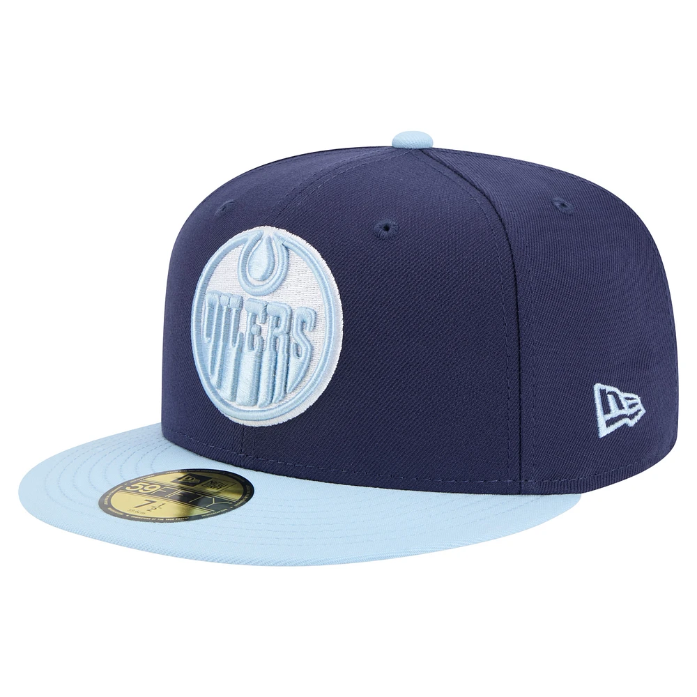 Men's New Era Navy/Light Blue Edmonton Oilers Color Pack Two-Tone 59FIFTY Fitted Hat