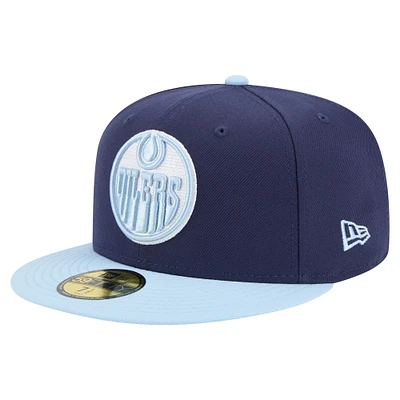 Men's New Era  Navy/Light Blue Edmonton Oilers Color Pack Two-Tone 59FIFTY Fitted Hat