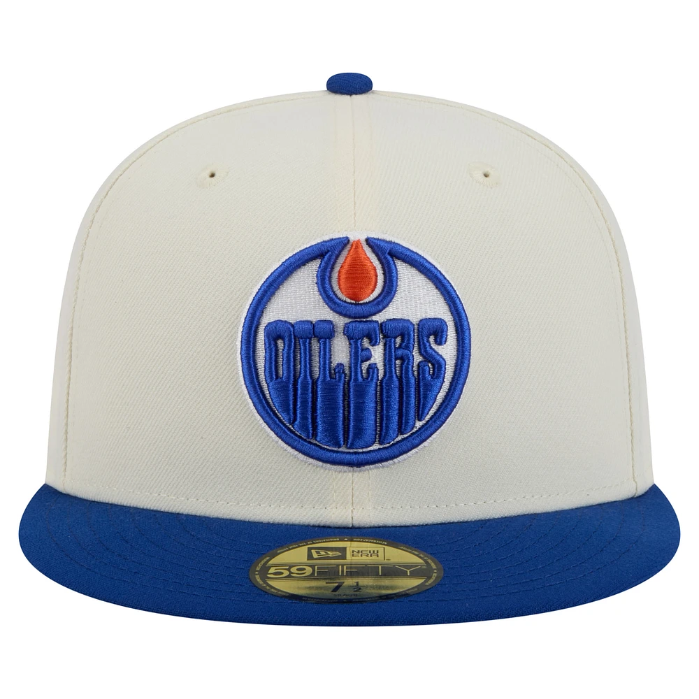 Casquette ajustée bicolore chromée 59FIFTY des Oilers d'Edmonton de New Era pour homme