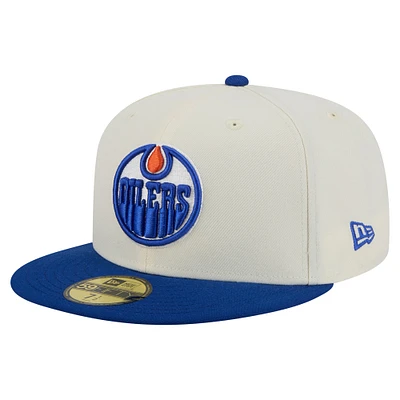 Casquette ajustée bicolore chromée 59FIFTY des Oilers d'Edmonton de New Era pour homme