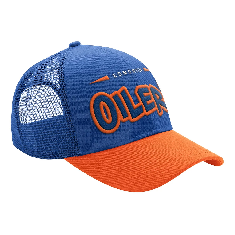 Casquette de camionneur ajustée Starter Blue Edmonton Oilers pour hommes