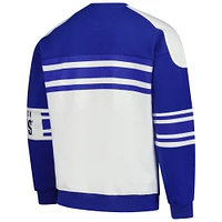 Men's Starter  White Edmonton Oilers Defense Fleece Crewneck Pullover Sweatshirt
