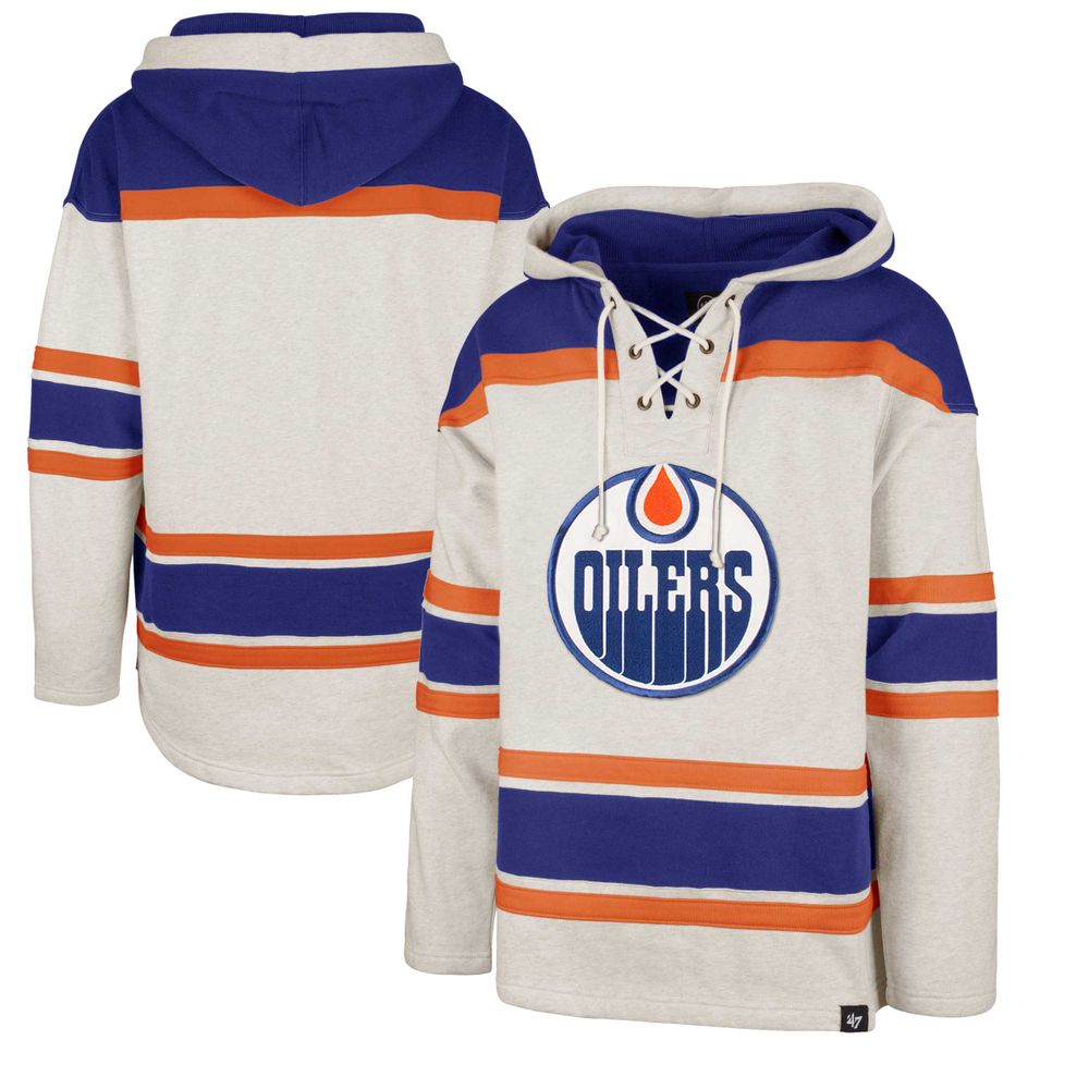 47 Men's '47 Oatmeal/Navy Edmonton Oilers Vintage Lacer Pullover - Hoodie |  Coquitlam Centre
