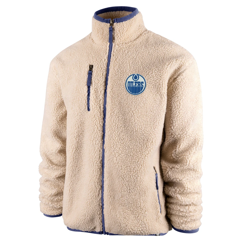 Men's '47 Oatmeal Edmonton Oilers Stowe Sherpa Full-Zip Jacket