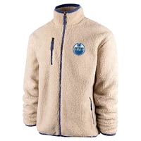 Men's '47 Oatmeal Edmonton Oilers Stowe Sherpa Full-Zip Jacket