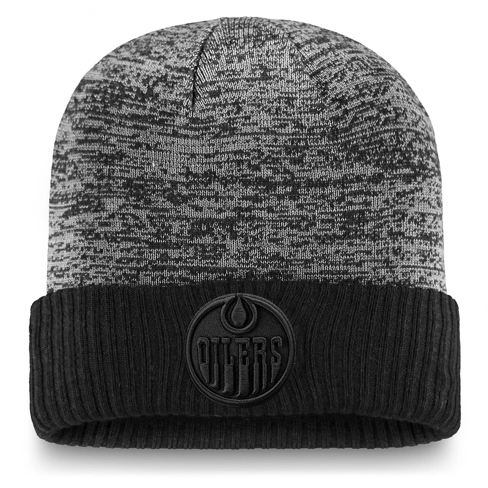 Men's Fanatics Black Edmonton Oilers Authentic Pro Travel & Training Cuffed Knit Hat