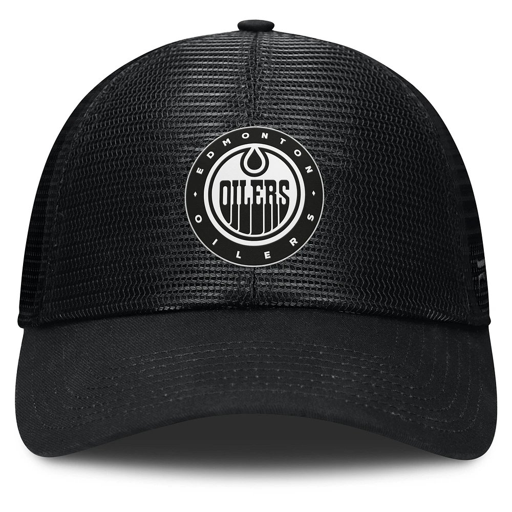 Men's Fanatics Black Edmonton Oilers Sin Bin Mesh Adjustable Hat