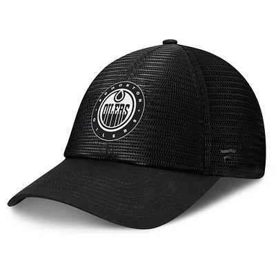 Men's Fanatics Black Edmonton Oilers Sin Bin Mesh Adjustable Hat