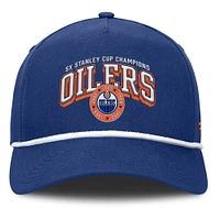 Casquette ajustable en corde A-Frame bleue pour hommes des Oilers d'Edmonton Decades Collection Fanatics