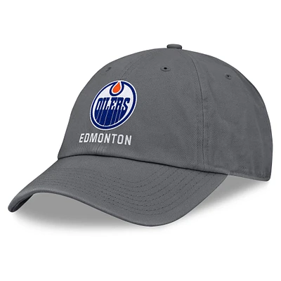 Casquette ajustable délavée anthracite Fanatics pour hommes des Oilers d'Edmonton