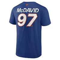 Fanatics pour hommes Connor McDavid Royal Edmonton Oilers Authentic Pro Prime Nom et numéro T-shirt