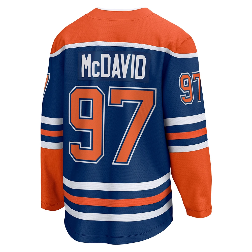 Maillot d'évasion à domicile Fanatics Connor McDavid des Royal Edmonton Oilers pour hommes