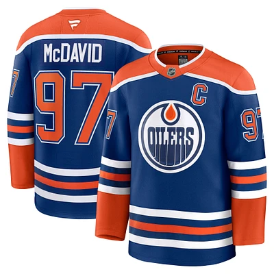 Maillot de joueur à domicile Premium Fanatics Connor McDavid Royal Edmonton Oilers pour hommes