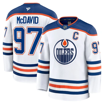 Maillot de joueur extérieur haut gamme blanc Connor McDavid des Oilers d'Edmonton Fanatics pour hommes