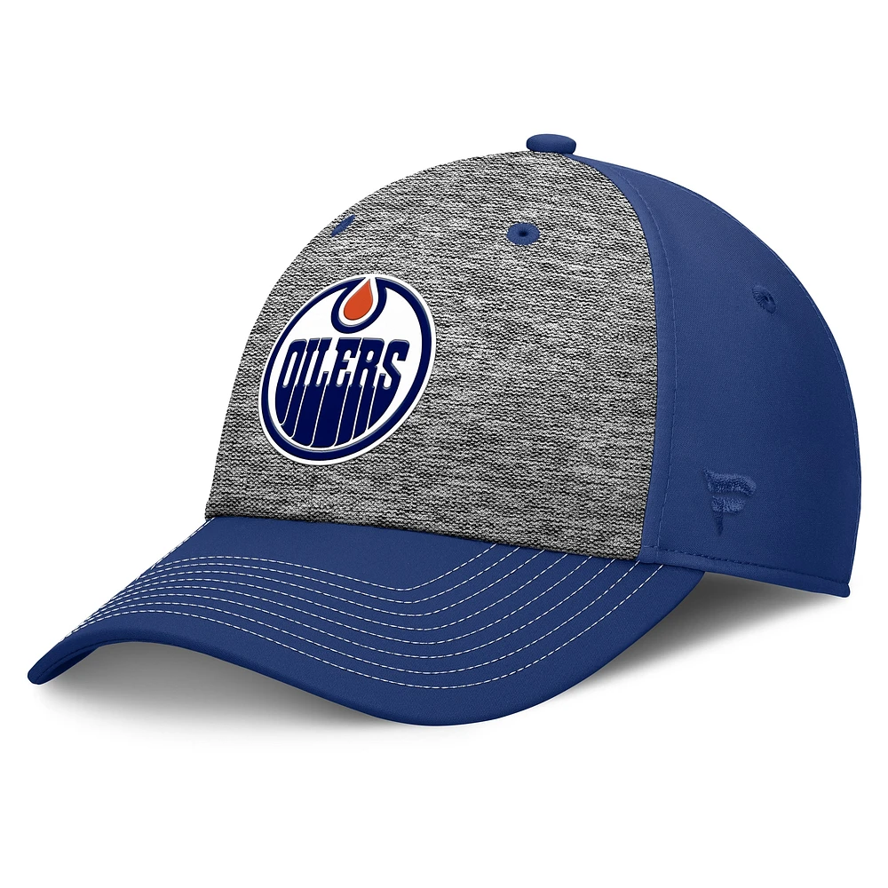 Casquette Flex bicolore Fundamental Top Shelf gris/bleu marine pour hommes des Oilers d'Edmonton Fanatics