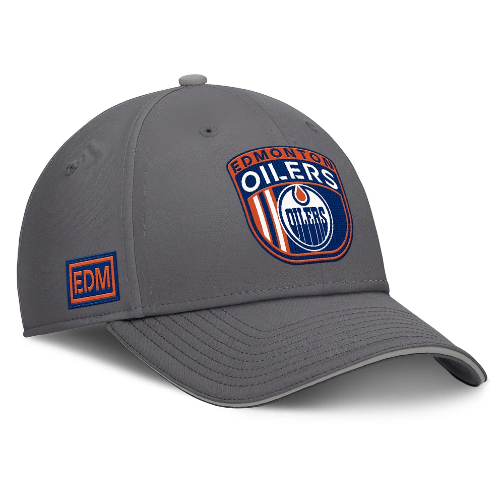 Casquette Fanatics grise pour homme des Oilers d'Edmonton Home Ice Flex