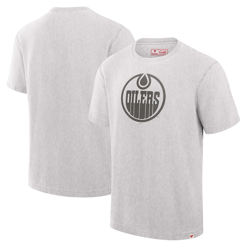 T-shirt gris Fanatics pour hommes des Oilers d'Edmonton fabriqué au Canada