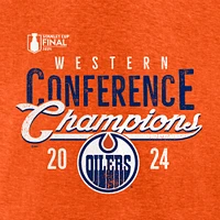 T-shirt tri-mélange Fanatics Heather Orange des Oilers d'Edmonton pour hommes, champions de la Conférence l'Ouest 2024