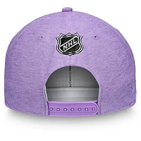 Men's Fanatics Heather Purple Edmonton Oilers 2020 Hockey Fights Cancer Adjustable Hat