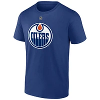 Men's Fanatics Leon Draisaitl Navy Edmonton Oilers  Authentic Stack Name and Number T-Shirt