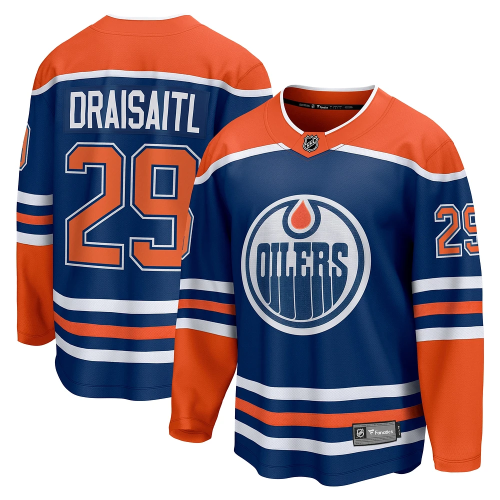 Maillot d'évasion à domicile Fanatics Leon Draisaitl des Oilers d'Edmonton Royal Edmonton pour hommes