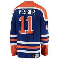 Maillot de joueur retraité Premier Breakaway des Oilers d'Edmonton Fanatics Mark Messier bleu pour hommes