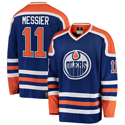 Maillot de joueur retraité Premier Breakaway des Oilers d'Edmonton Fanatics Mark Messier bleu pour hommes