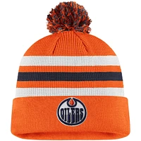 Men's Fanatics Orange/Navy Edmonton Oilers 2020 NHL Draft Authentic Pro Cuffed Pom Knit Hat