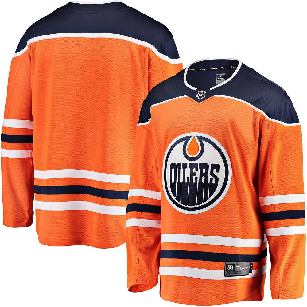 Maillot orange Fanatics pour hommes des Oilers d'Edmonton Breakaway Home