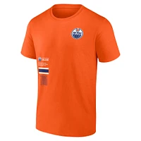 T-shirt orange fanatiques pour hommes des Oilers d'Edmonton représentent