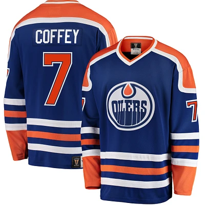 Maillot de joueur retraité Premier Breakaway des Oilers d'Edmonton Fanatics Paul Coffey bleu pour hommes