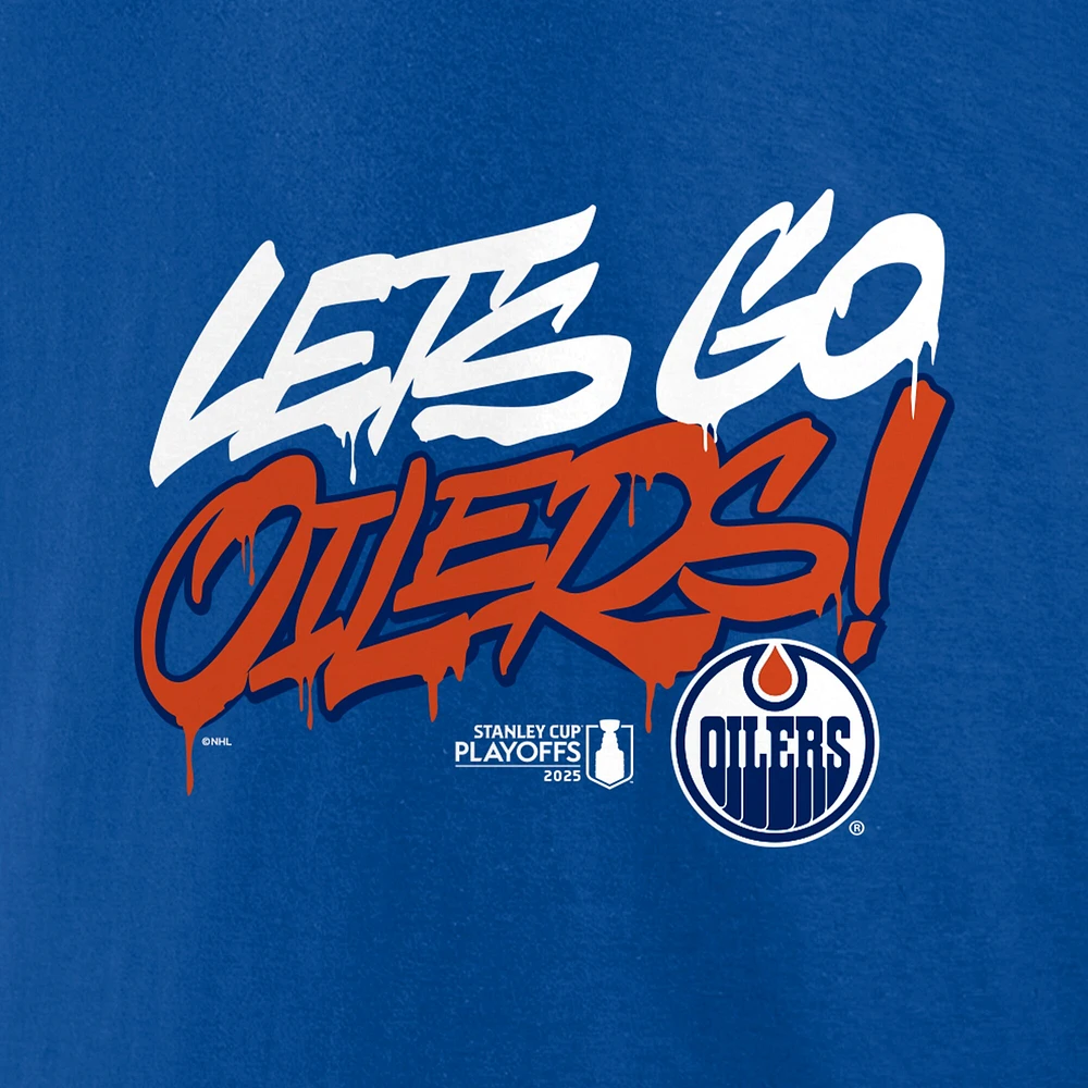 Men's Fanatics  Royal Edmonton Oilers 2025 Stanley Cup Playoffs Slogan T-Shirt