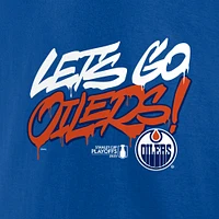 Men's Fanatics  Royal Edmonton Oilers 2025 Stanley Cup Playoffs Slogan T-Shirt