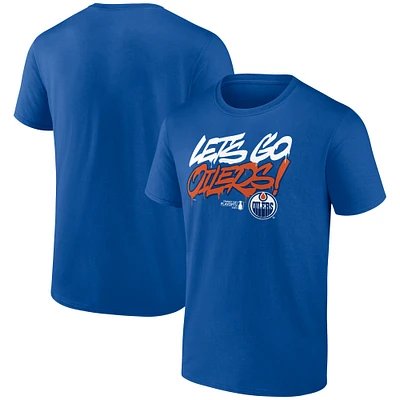 Men's Fanatics  Royal Edmonton Oilers 2025 Stanley Cup Playoffs Slogan T-Shirt