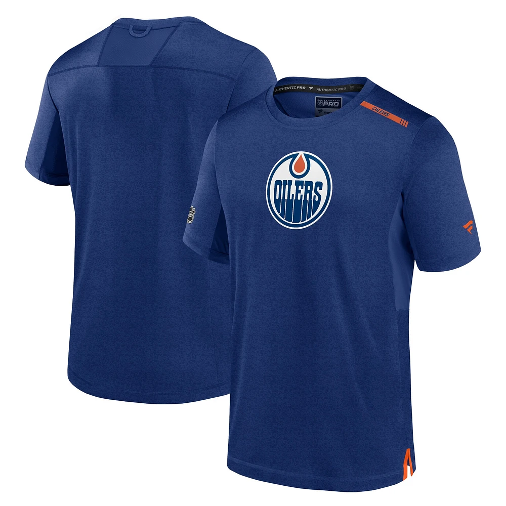 T-shirt technique authentique avec logo Pro des Royal Edmonton Oilers Fanatics pour hommes