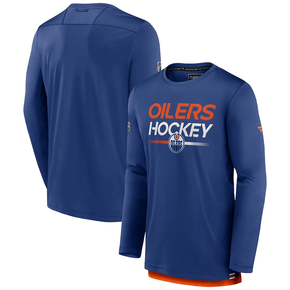 T-shirt authentique à manches longues Fanatics Royal Edmonton Oilers pour hommes