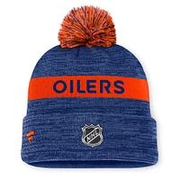 Bonnet en tricot à revers avec pompon authentique Pro Rink des Oilers d'Edmonton Royal Fanatics pour hommes